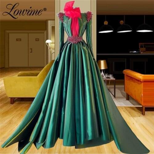 Lowime Vestidos Formal Evening Dresses Green Applique Beaded Prom A Line Dubai Arabic Wedding Party Dress 2021 Customized Robes