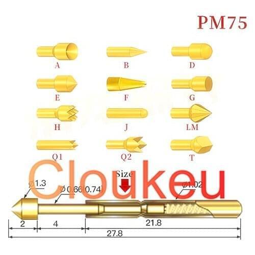 Probe nickel-plated PM75 1.02MM diameter PCB test spring thimble