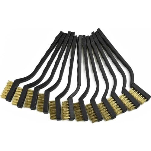 12Pcs/lot Wire Brush Mini Micro Small Steel Brass DIY Paint Rust Remover Removal Metal Cleaning Tool Family Kit