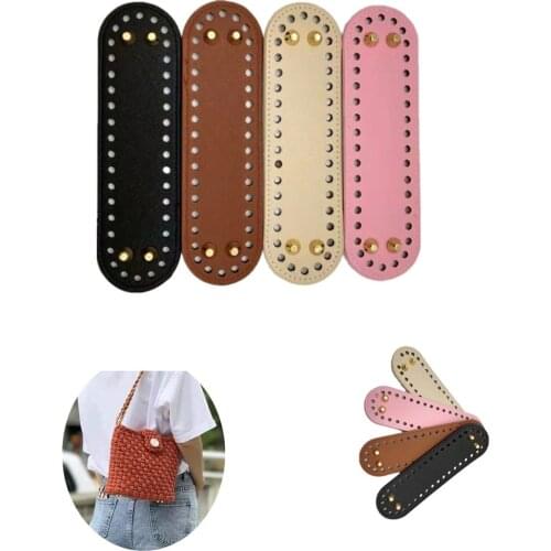 18*5cm Oval Long Bottom For Knitted Bag Pu Leather Bag Accessories Handmade Bottom With 38 Holes Diy Crochet Bag Bottom 2021