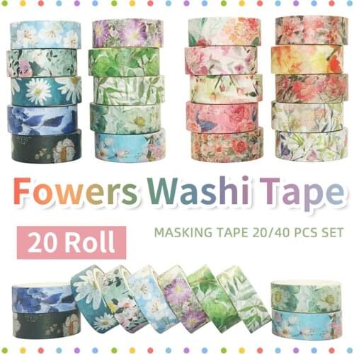 20 Roll Romantic Floral Paper Washi Tape 15mm*4m Flowers Masking Tapes Decorative Stickers DIY Stationery School Supplies