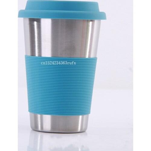 20pcs 500ml Stainless Steel Beer Mugs Drinking Water Bottle Wine Bottle With Cover Silicone Sleeve Curling Cups