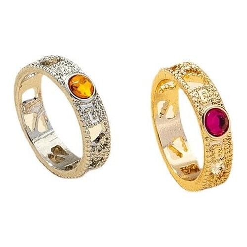 2021 Ins Trendy Gold Champagne Acrylic Stone Hollow Out Flower Knuckle Finger Rings Korean Fashion Women Party Jewelry