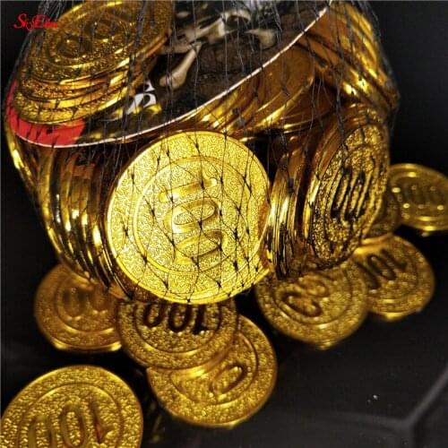 50/100pcs/pack New Poker Casino Chips Bitcoin Model Bitcoin Gold Plating Plastic Pirate Gold Coins Toy Coins Game Currency 6z
