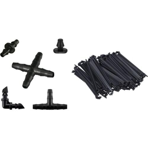 50 Pcs C-Shaped Garden 4 / 7Mm Drip Irrigation Pipe Bracket Bracket & 250 Pcs Irrigation Fittings Kit