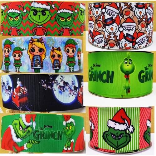 Free shipping 50 yard Christmas ribbon printed grosgrain ribbon 23735