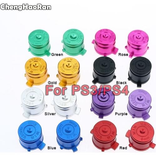 ChengHaoRan 1Set Aluminum Metal Bullet Buttons Thumb Stick Caps for Sony Playstation Dualshock 3 4 PS3 PS4 Gamepad Controller