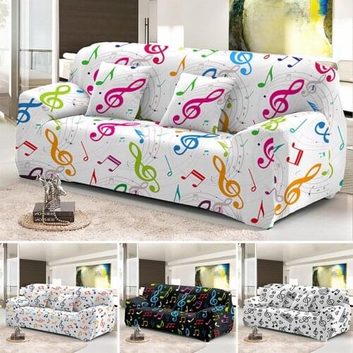 Musical Note 1/2/3/4 Seats Stretch Sofa Cover For Living Room Elastic Corner Cute Slipcover All-Inclusive Couch Covers