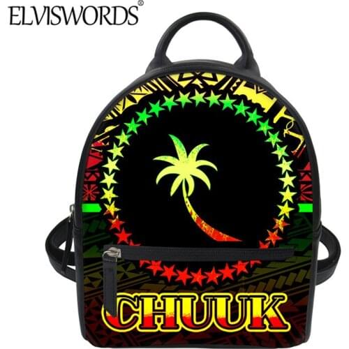 ELVISWORDS 2021 New Fashion Women Mini PU Backpack Reggae Gradient Chuuk Tribal Flag Print Female Casual Travel Sack Shouder Bag