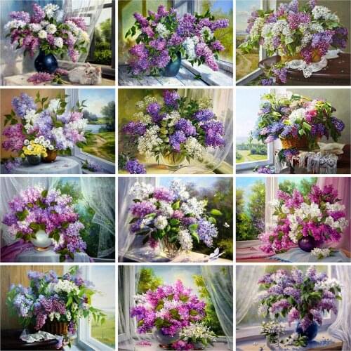 Evershine Diamond Embroidery Lilac Full Square Round 5D DIY Diamond Mosaic Flower Cross Stitch Kits Window Wall Art Needlework