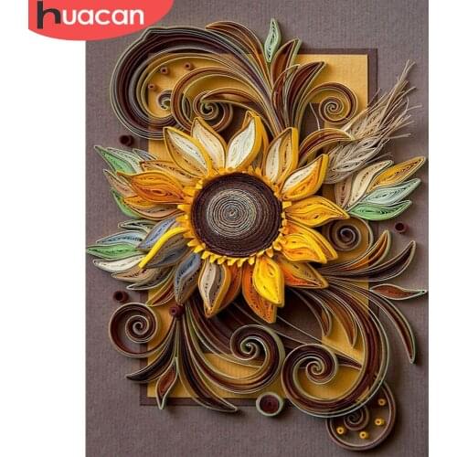 HUACAN Diamond Mosaic Full Square/Round Floral Diamond Painting Cross Stitch Rhinestones Flower Embroidery With Diamonds Kits