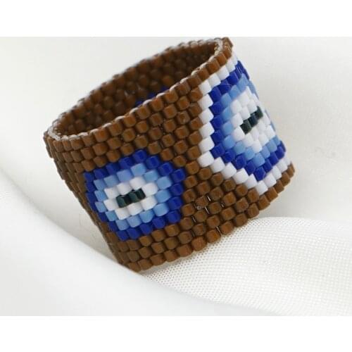 Go2boho Turkish Evil Eye Rings Miyuki Ring For Women Gift 2021 Lucky Blue Eye Jewelry Men Anillos Beads Handwoven Jewellery