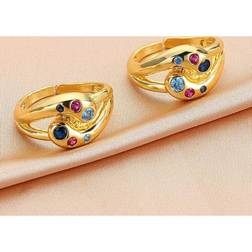 Retro Personality Fashion INS Style Jewelry 2021 New Arrival Color Zircon Ring For Women Best Gift