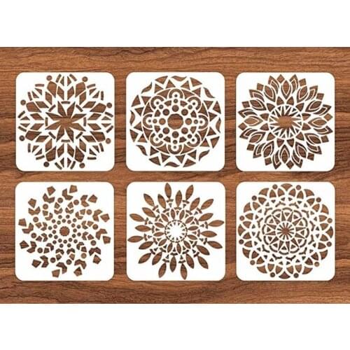 Reusable Mandala Floor Stencil Set of 6 Painting Stencil, Wall Painting Template Floor Wall Tile Fabric Wood Stencils DIY Decor