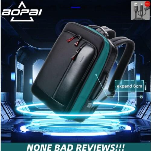 BOPAI Backpack Men Anti Theft Large-capacity Business Bag USB External Charge 15.6 Inch Laptop Waterproof School Bag Teenager