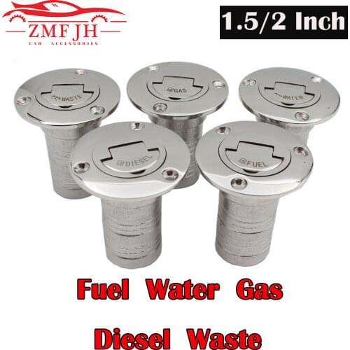 New Stainless Steel 316 Deck Filler GAS DIESEL FUEL WASTE WATER 38mm 50mm Mirror Polish Marine Boat Hardware Deck Filler Cap