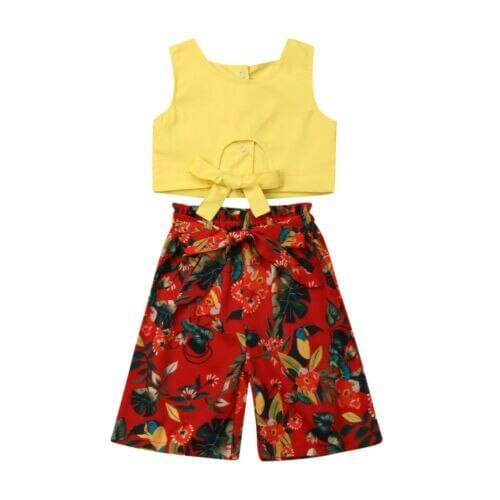 Toddler girl clothes Toddler Baby Girls Sleeveless Tank Crop Tops+Floral Pants Leggings Outfits Clothes Size 2-5Y
