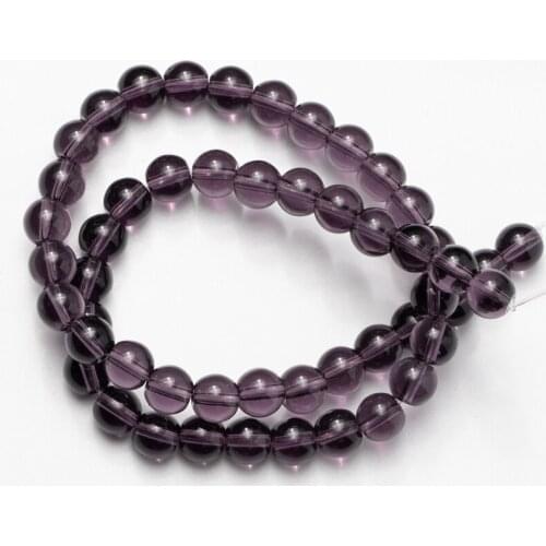 Wholesale Purple Glass Beads Smooth Natural Stone Loose Beads 4 6mm 8mm 10mm 12mm DIY Making Bracelet Necklace Jewelry Earrings