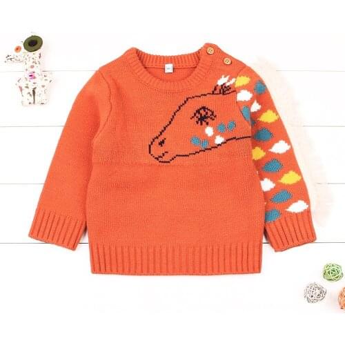 Autumn and Winter Children Fashion Horse Flying Pattern Long Sleeve Sweater