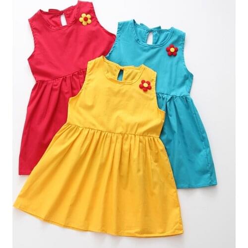 Summer Girl Dress Toddler Appliques Infantile Flower Floral Korean Casual Pleated Fashion Party Clothing