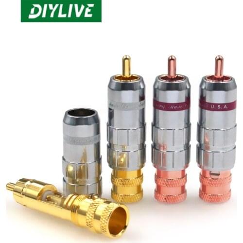 DIYLIVE Hi-Fi pure copper gold plated pure copper RCA plug speaker audio signal cable audio cable plug