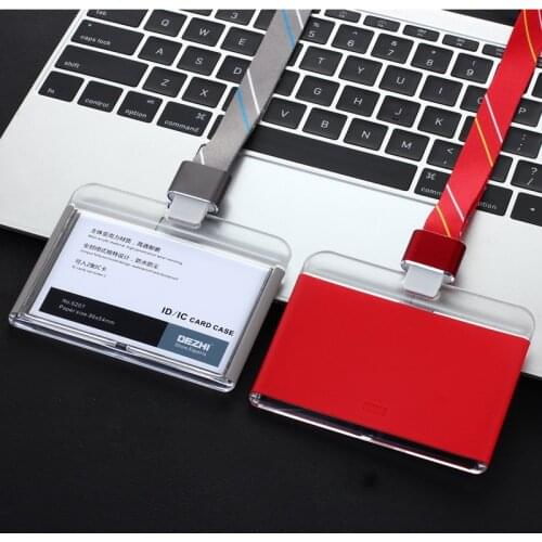 Horizontal Style Transparent Bank Credit Card Badge Holders,Bus Card ID card With Acrylic material+Polyester Lanyard
