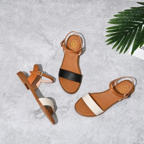 New Summer Style Girls Sandals Genuine Leather Fashion Color Matching Womens Shoes Real Cowhide Comfortable Sandals Size 34-43