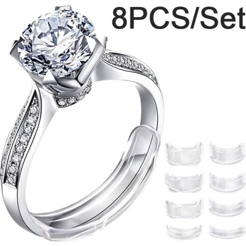 8 Sizes Silicone Invisible Clear Ring Size Adjuster Tighten Reducer Jewelry Tool