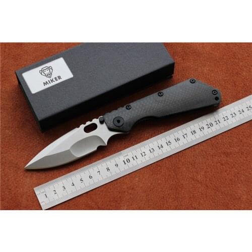 MIKER SMF Folding Knife D2 blade Carbon fiber Titanium handle outdoor gear tactical camp hunt knives EDC tools
