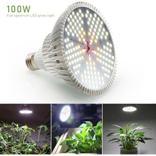 E27 150LEDs Led Grow Light 100W Full Spectrum Led Plant Bulb Whit Light For Indoor Plants Flowers Garden Greenhouse Grow Tent