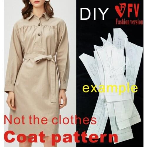 Pattern making female soil stand-up collar mid-length coat windbreaker pattern 1:1 clothing cutting design drawing BFY-327