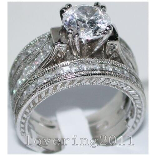 Choucong Fashion Jewelry Round Cut 14KT White Gold Filled Round AAA CZ Zirconia Simulated stones Wedding Women Ring Size 5-10