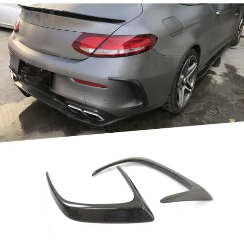 2PCS/Set Dry Carbon Fiber Rear Bumper Trims Side Vents Spoiler for Benz C Class W205 C63 AMG C200 C260 C300 Coupe 15-17 FRP