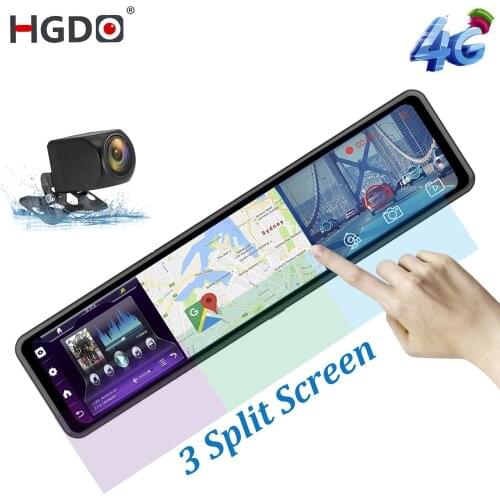 2020 HGDO 12'' 4G Car DVR Camera Android 8.1 Rear View Mirror 1080P WiFi GPS ADAS Dash Cam Registrar Video Recorder 3 Screens