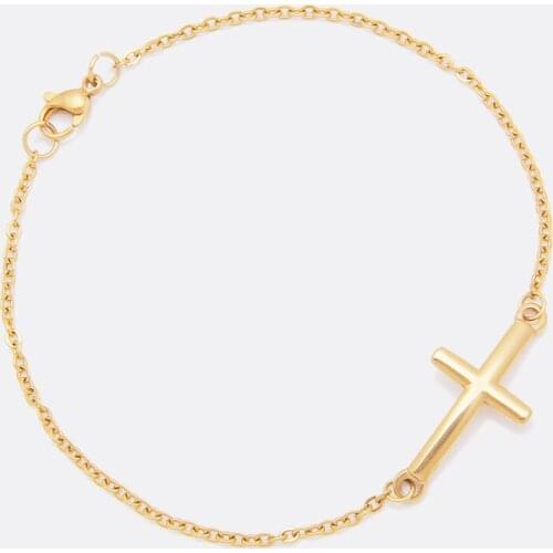 Stainless Steel Silver Color/Gold Color Cross Bracelets & Bangles For Women Female Bend Cross Charms Bracelets Christmas Gift