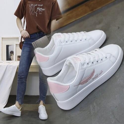 2019 Sneakers Sport Shoes Women Running Shoes Flat Ladies Shoes Outdoor Breathable Student White Sneakers Zapatos De Mujer