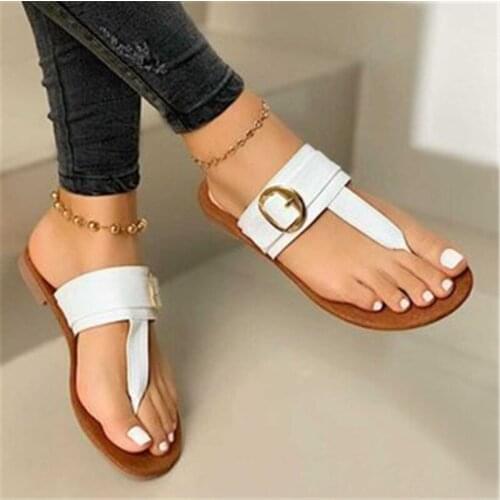 2020 New Womens Flat Sandals Summer Metal buckle Hollow Out Sandals Open Toe Casual Beach Ladies Shoes Outdoor Sandalias