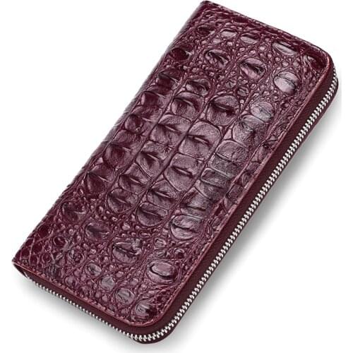 Real thailand crocodile leather women zipper long purse card holder wallets