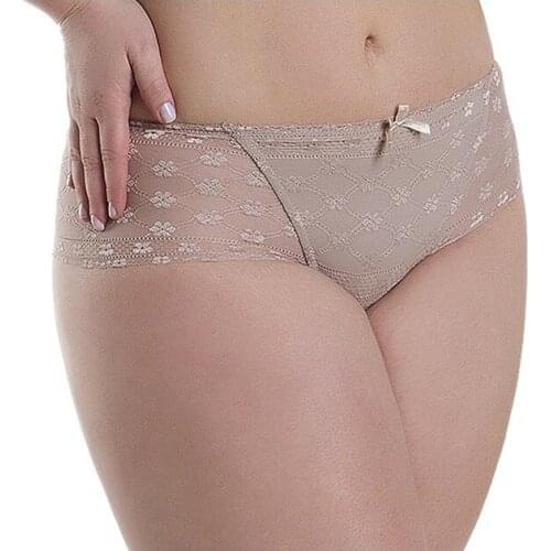 Women Underwear Sexy Lace Panties Khaki Color Mid Rise Comfortable Briefs So Comfortalbe Just XL Size Free Shipping