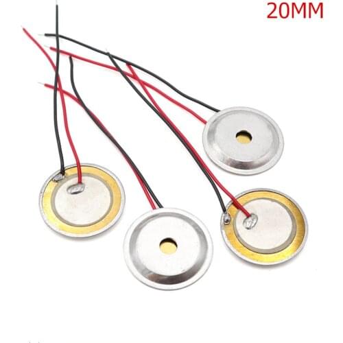 10pcs/lot 20mm Piezoelectric Piezo Ceramic Wafer Plate Dia 20mm buzzer With Copper Wire Piezo For Loudspeaker + Aluminum shell