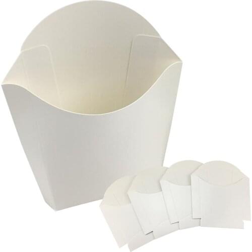 100 Disposable White Fries Box Fried Chicken Burger Packaging Carton Oil Packing Box French Fry Box Holders Cups Set White Paper
