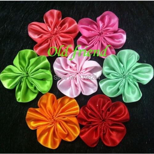 2'' Mini Ribbon Five Petal Single Flowers DIY hair flower for headband, hair clips, 300 pcs/lot free shipping