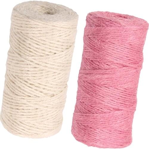 2Pcs 328 Feet 2mm Jute Twine, Natural Strong Jute Rope for Garden, Gifts, Crafts (Pink & White)