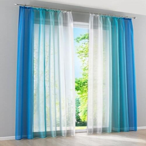 2pcs/set Gradient Curtain Tulle Simple window Blue Orange Semi-blackout veranda for Kitchen Living Room Bedroom Window Curtain