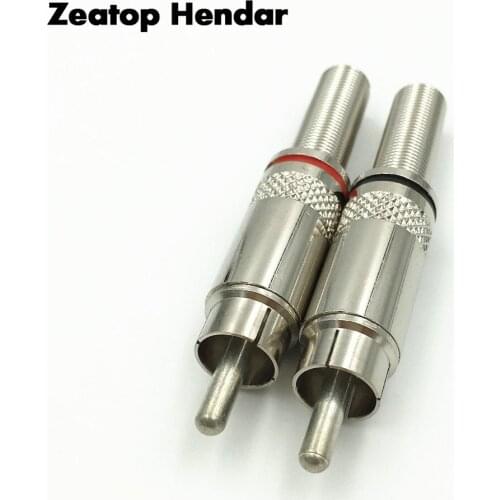 2PCS Metal RCA Male Plug Solder Audio Adapters with Spring Connectors Silver Tone Red & Black