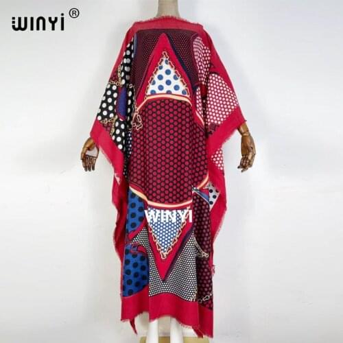 2021 WINYI Middle East AfricaClothing Female Cashmere Sexy Casual Tiger Head Printed Dress Winter Maxi Bohemia Elegant Dress