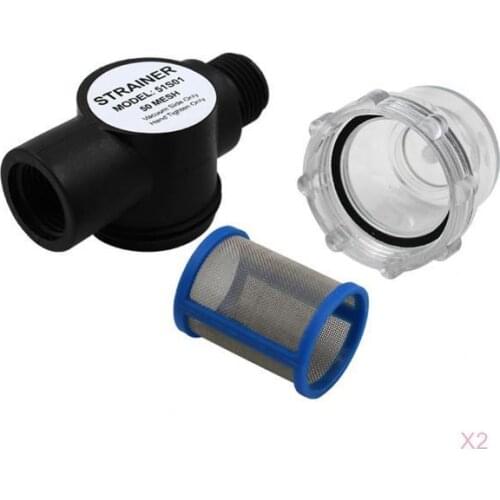 2x 1/2"-14 FNPT Inline Strainer For 44/51/54 Series Diaphragm Pumps