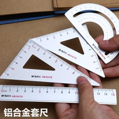 4Pcs=1Pack students drawing school supplies Set square triangle ruler Aluminum Alloy protractor/four sets free shipping