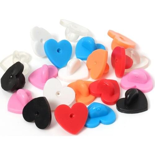 50pcs Rubber/Metal Pin Backs Heart Brooch Buckle Button Clasps DIY Collar Buckle Accessories for Women Jewelry Making Findings