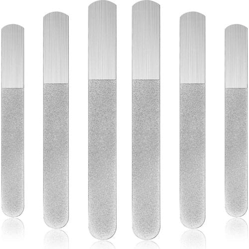6 Pieces Stainless Steel Nail File Double-Sided Diamond Nail File Metal Nail File Manicure File for Family and Travel